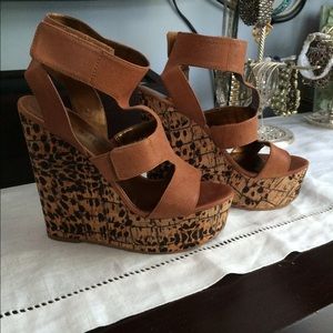 Nine West Cognac Wedges